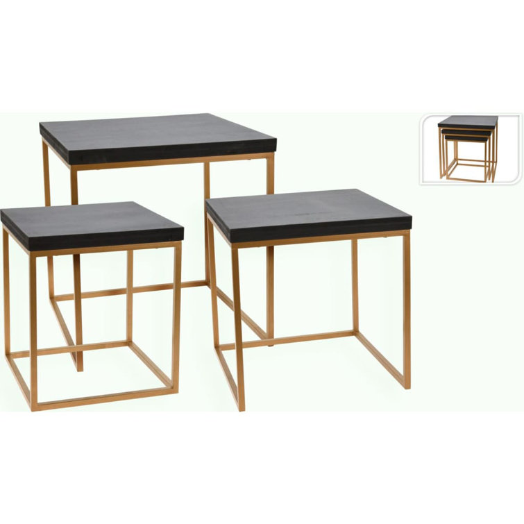 Canora Grey Ambiance 3 Piece End Table Set Wood Gold/Black Wayfair.co.uk